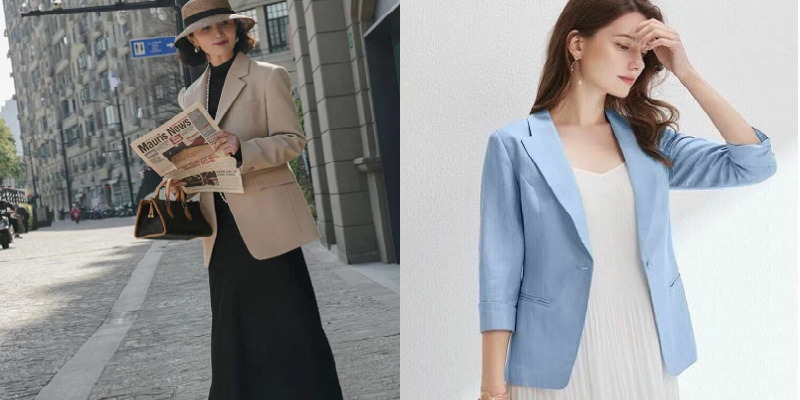 Blazer cộng váy suông trẻ trung năng động cho chị em trung tuổi